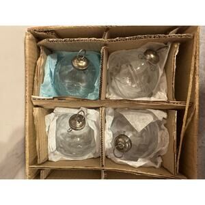 Set of 4 Vintage Lillian Vernon Cut Glass Christmas Ornaments in Original Box